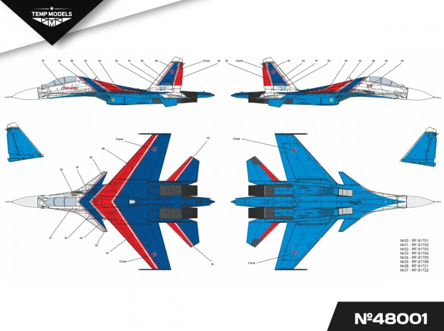 48001TMP Декали для СУ-35 и СУ-30СМ