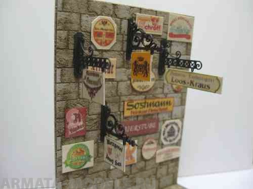 35149RIS Business signs on real wood - Geramny incl. 4 laser cut wall mounting brackets