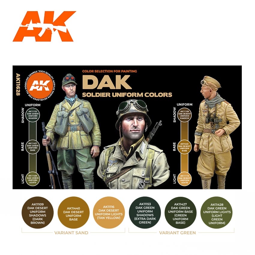 AK11628 Набор красок DAK SOLDIER UNIFORM COLORS 3G