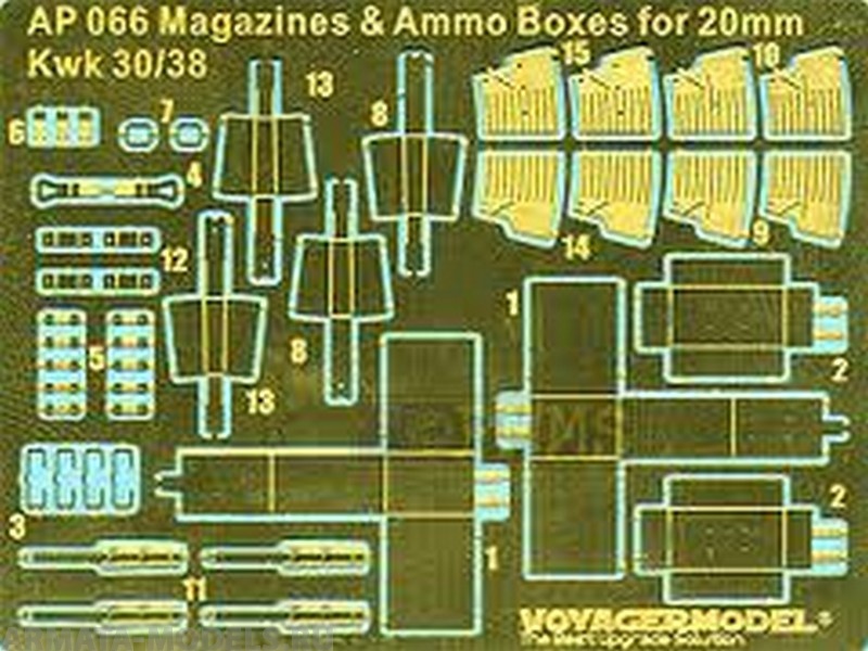 AP066 Набор фототравления 1/35 Magazines & Ammo Boxes for Kwk 30/38 (For All)