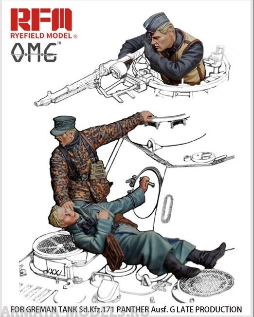 OM-35001 Раненый немецкий танковый экипаж  Fallen figures.German Tank Sd.Kfz.171 Panther Rye Field Model (RFM)