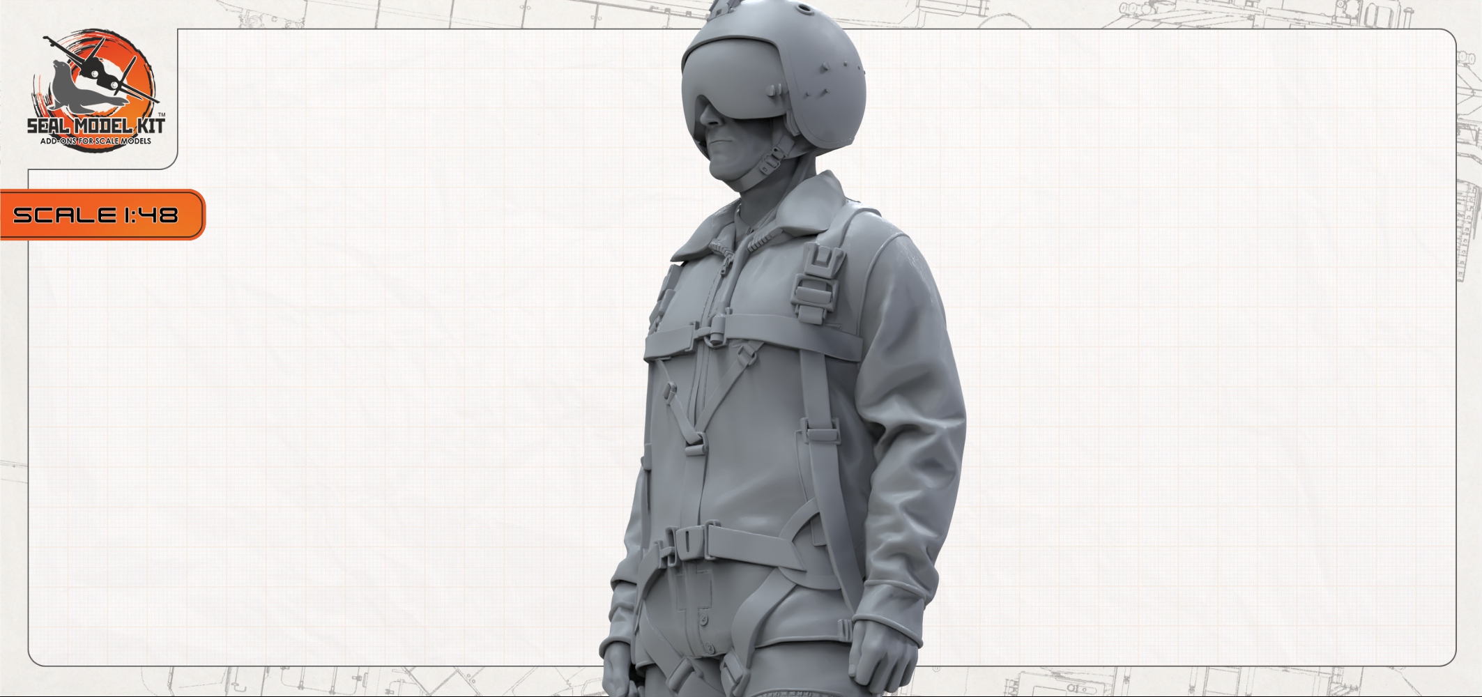 smk48079 Летчик в подвесной системе (Су-24, Су-25, Як-141)  Seal Model Kit