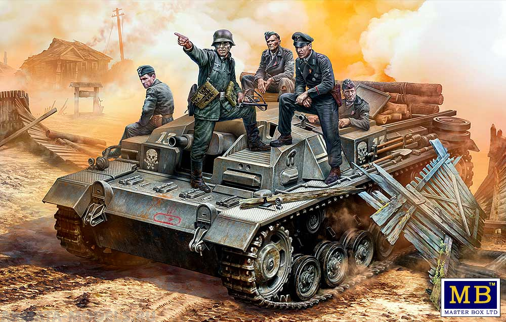 MB35208 Фигуры, Экипаж немецкого StuG III. Период Второй мировой войны. «Их позиция позади того леса!» Master Box (MB)