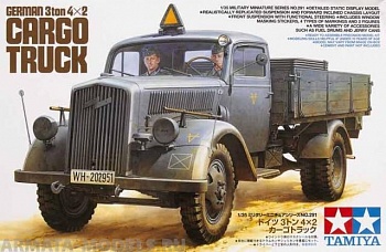 35291 Немецкий 3-х тонный грузовик (Opel Blitz), 2 фигуры, (4 варианта декалей), бочки и канистры